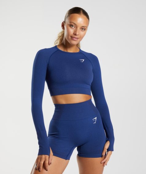 Przycięte Topy Gymshark Vital Seamless 2.0 Damskie Niebieskie | PL 861TND